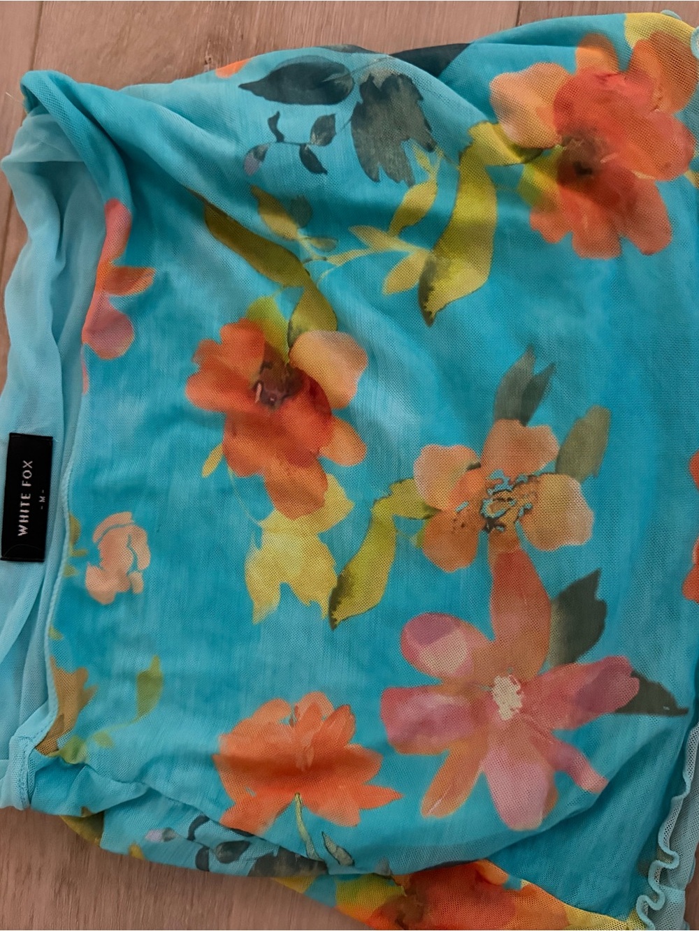 White Fox Turquoise Floral Mini Skirt size M